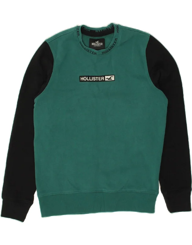 HOLLISTER Mens Graphic Sweatshirt Jumper Medium Green Colourblock Cotton Hoodie with Tied Waist Feminine Flattering HOLLISTER Mens Graphic Sweatshirt Jumper Medium Green Colourblock Cotton Hoodie with Tied Waist Feminine Flattering