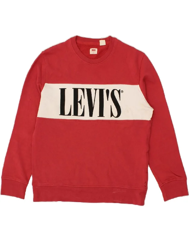 LEVI'S Mens Graphic Sweatshirt Jumper Small Red Colourblock Cotton Hoodie with Metallic Shiny Futuristic LEVI'S Mens Graphic Sweatshirt Jumper Small Red Colourblock Cotton Hoodie with Metallic Shiny Futuristic