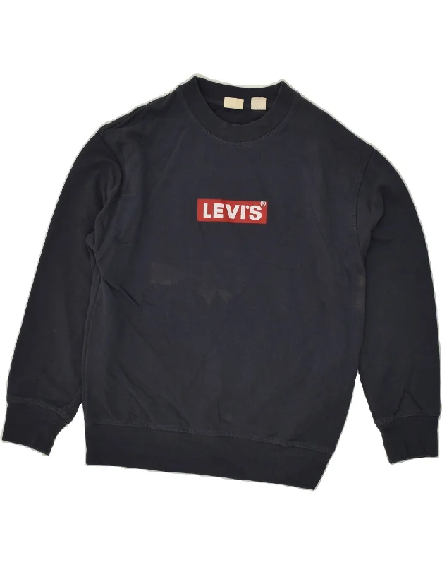 LEVI'S Womens Graphic Sweatshirt Jumper UK 10 Small Navy Blue Cotton Hoodie with Gradient Ombre Colorful LEVI'S Womens Graphic Sweatshirt Jumper UK 10 Small Navy Blue Cotton Hoodie with Gradient Ombre Colorful