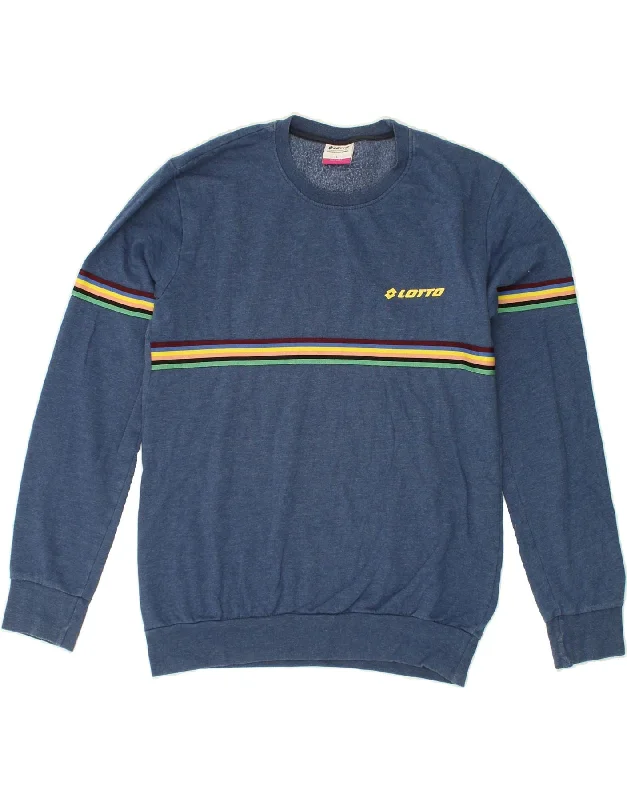 LOTTO Womens Slim Sweatshirt Jumper Large Navy Blue Striped Cotton Hoodie with Toggle Buttons Decorative Unique LOTTO Womens Slim Sweatshirt Jumper Large Navy Blue Striped Cotton Hoodie with Toggle Buttons Decorative Unique