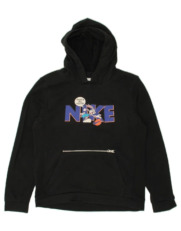 NIKE Boys Looney Tunes Graphic Hoodie Jumper 13-14 Years XL Black Cotton Hoodie with Mesh Breathable Sporty NIKE Boys Looney Tunes Graphic Hoodie Jumper 13-14 Years XL Black Cotton Hoodie with Mesh Breathable Sporty