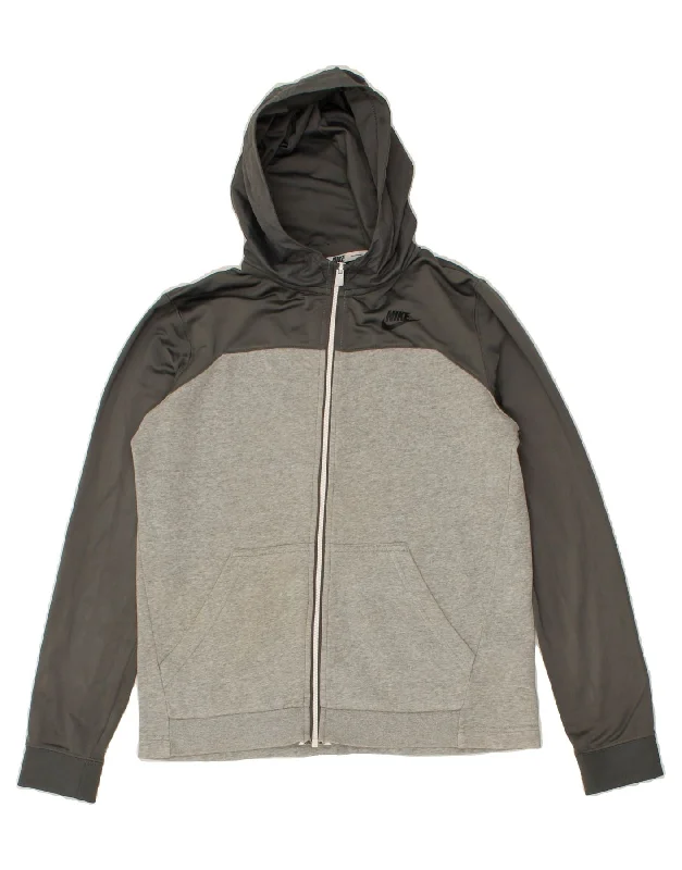 NIKE Boys Zip Hoodie Sweater 13-14 Years XL Grey Colourblock Polyester Hoodie with Drawstring Waist Adjustable Fitted NIKE Boys Zip Hoodie Sweater 13-14 Years XL Grey Colourblock Polyester Hoodie with Drawstring Waist Adjustable Fitted