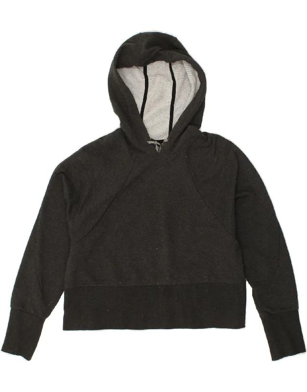 NIKE Womens Dri Fit Crop Hoodie Jumper UK 14 Medium Grey Polyester Hoodie with Drawstring Waist Adjustable Fitted NIKE Womens Dri Fit Crop Hoodie Jumper UK 14 Medium Grey Polyester Hoodie with Drawstring Waist Adjustable Fitted