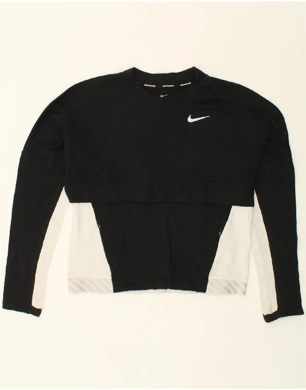 NIKE Womens Dri Fit Oversized Crop Sweatshirt Jumper UK 10 Small Black Hoodie with Belted Waist Structured Tailored NIKE Womens Dri Fit Oversized Crop Sweatshirt Jumper UK 10 Small Black Hoodie with Belted Waist Structured Tailored
