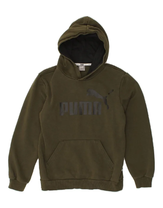 PUMA Boys Graphic Hoodie Jumper 11-12 Years Khaki Cotton Hoodie with Hem Fringe Bohemian Relaxed PUMA Boys Graphic Hoodie Jumper 11-12 Years Khaki Cotton Hoodie with Hem Fringe Bohemian Relaxed