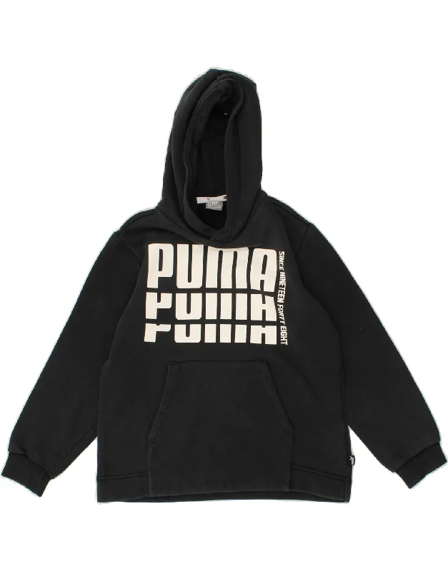 PUMA Boys Graphic Hoodie Jumper 9-10 Years Black Cotton Hoodie with Strings Custom Fit Adjustable PUMA Boys Graphic Hoodie Jumper 9-10 Years Black Cotton Hoodie with Strings Custom Fit Adjustable