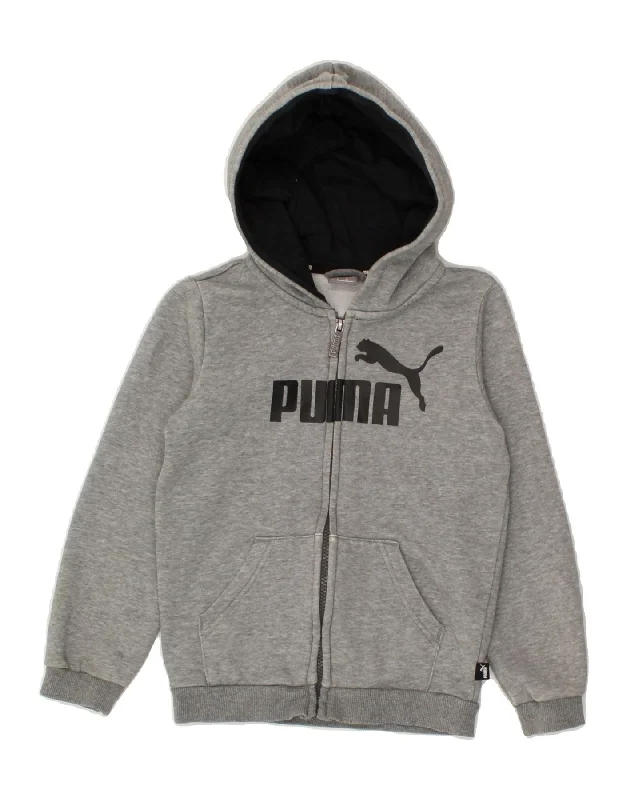 PUMA Boys Graphic Zip Hoodie Sweater 7-8 Years Grey Cotton Hoodie with Ribbed Cuffs Snug Fit Comfort PUMA Boys Graphic Zip Hoodie Sweater 7-8 Years Grey Cotton Hoodie with Ribbed Cuffs Snug Fit Comfort