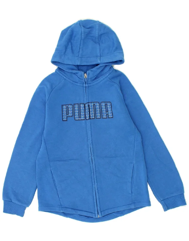 PUMA Boys Graphic Zip Hoodie Sweater 9-10 Years Blue Cotton Hoodie with Relaxed Fit Easy Casual PUMA Boys Graphic Zip Hoodie Sweater 9-10 Years Blue Cotton Hoodie with Relaxed Fit Easy Casual