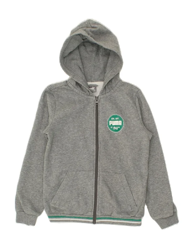 PUMA Boys Zip Hoodie Sweater 9-10 Years Medium Grey Cotton Hoodie with Turtle Neck Cozy Winter PUMA Boys Zip Hoodie Sweater 9-10 Years Medium Grey Cotton Hoodie with Turtle Neck Cozy Winter
