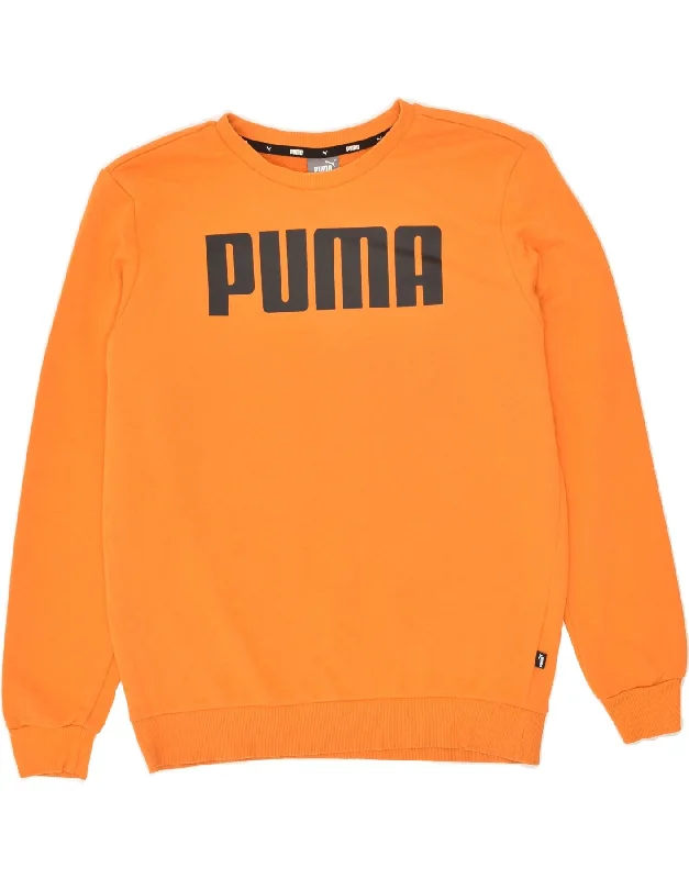 PUMA Mens Graphic Sweatshirt Jumper Medium Orange Cotton Hoodie with Button Classic Timeless PUMA Mens Graphic Sweatshirt Jumper Medium Orange Cotton Hoodie with Button Classic Timeless