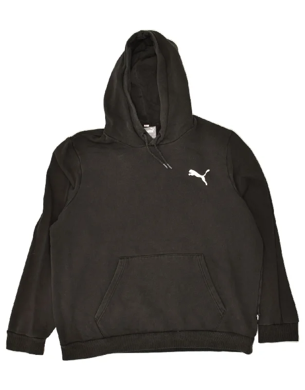 PUMA Mens Hoodie Jumper XL Black Cotton Hoodie with Puffed Sleeves Voluminous Trendy PUMA Mens Hoodie Jumper XL Black Cotton Hoodie with Puffed Sleeves Voluminous Trendy
