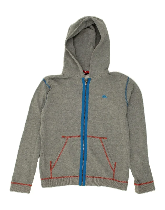 QUIKSILVER Boys Zip Hoodie Sweater 13-14 Years Grey Cotton Hoodie with Side Slits Relaxed Casual QUIKSILVER Boys Zip Hoodie Sweater 13-14 Years Grey Cotton Hoodie with Side Slits Relaxed Casual