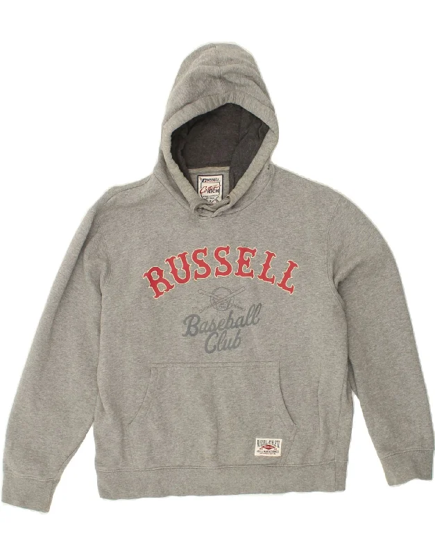 RUSSELL ATHLETIC Mens Graphic Hoodie Jumper Medium Grey Cotton Hoodie with Snap Buttons Easy Quick RUSSELL ATHLETIC Mens Graphic Hoodie Jumper Medium Grey Cotton Hoodie with Snap Buttons Easy Quick