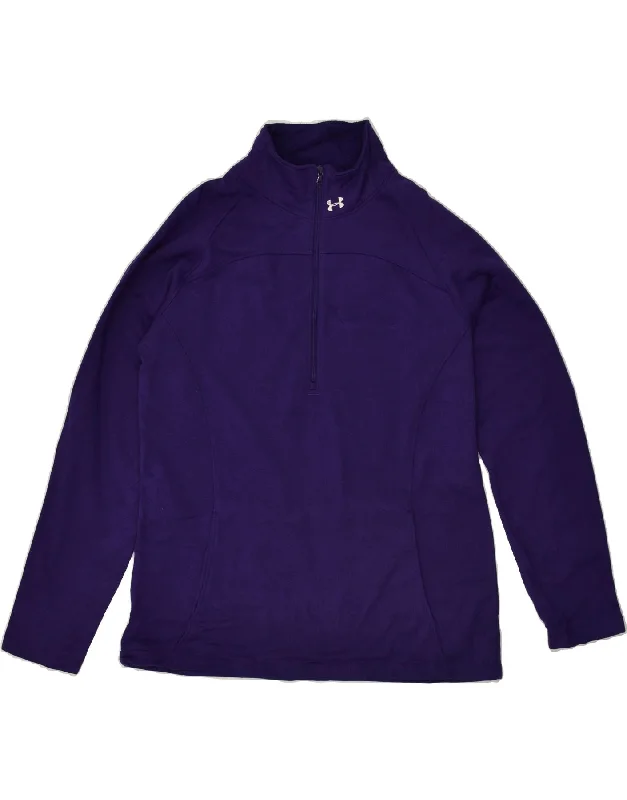 UNDER ARMOUR Womens Zip Neck Sweatshirt Jumper UK 16 Large Purple Hoodie with Applique Textured Unique UNDER ARMOUR Womens Zip Neck Sweatshirt Jumper UK 16 Large Purple Hoodie with Applique Textured Unique