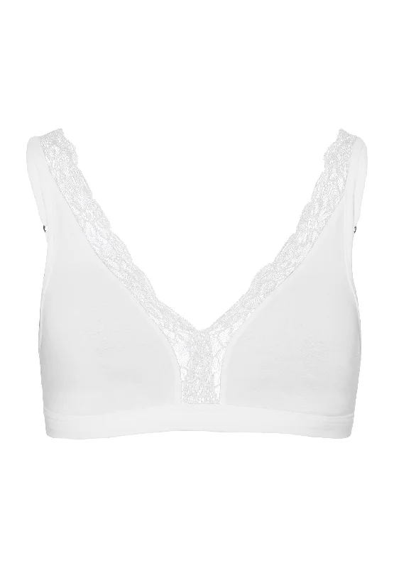 Cotton Lace Lace-Trim Soft Cup Bra | White 72431-101 Smooth Push-Up Bra