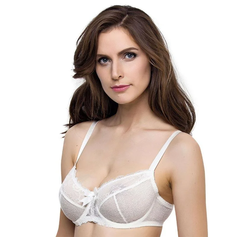 Lauma Sparkling Bridal Full Figure Sheer Lace Bra Push-Up Bra Set