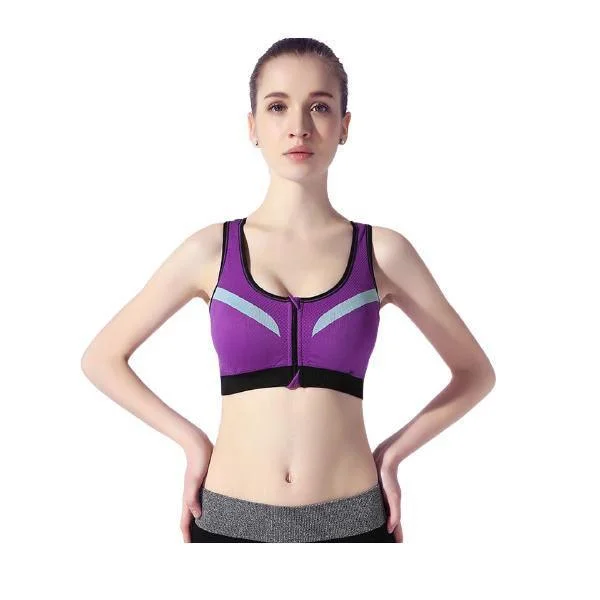 Sports Bra Non Padded Wirefree Double Layer Front Open Push Up Bra Comfortable Fit Bralette