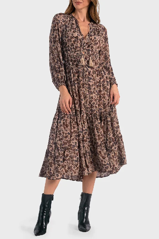 Elan Blouson Sleeve Midi Dress Stylish Animal Print Midi Dress