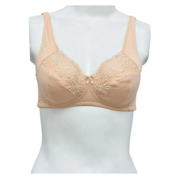 Everyday Cotton Bra Non Padded Wire Free Daily Bra Partially Embroidered Everyday Bra Soft Lace Bra