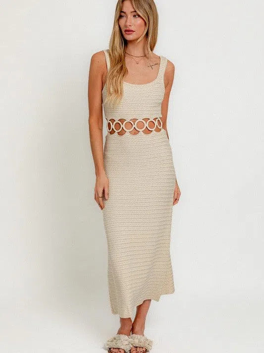 Fashion is an Attitude Square Neck Sleeveless Crochet Midi Dress Trendy Mock Neck Midi Dress