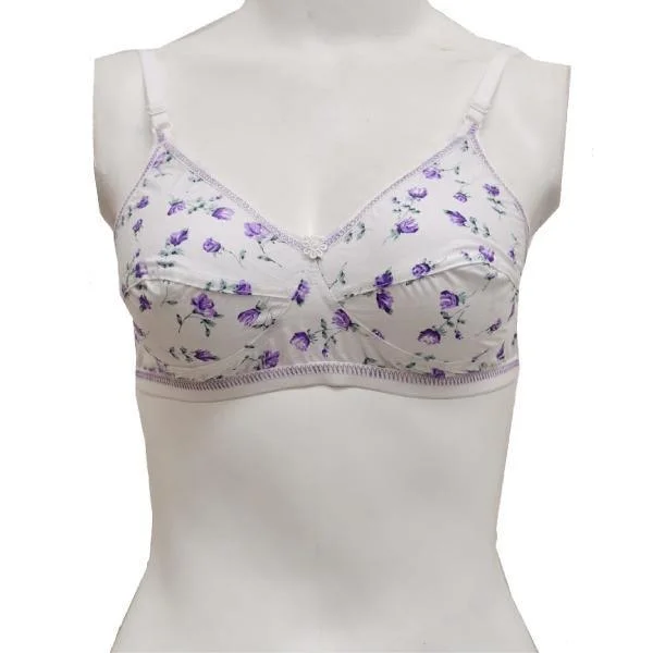 Floral Design Cotton Woven Summer Bra Lightweight Cotton Bra