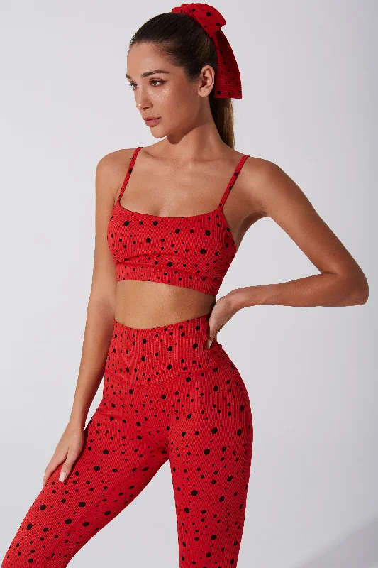 Hafwen Polka Dots Bra - Savvy Red Active Support Bra