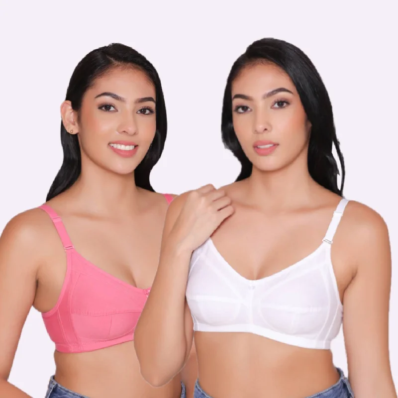 Women's Non Padded Non Wired Full Coverage Bra with No Spillage (Pack of 2)-ELSA Light Seamless Bra