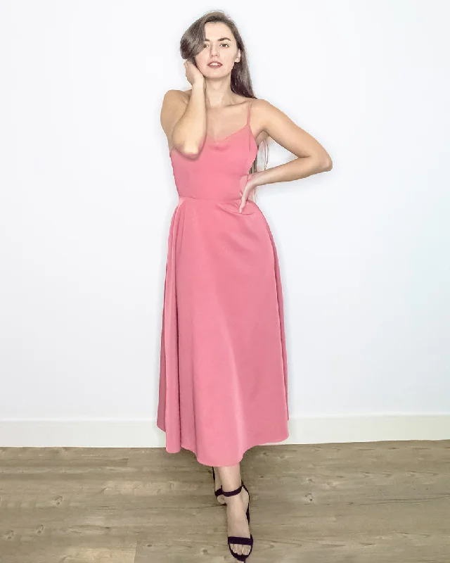 Jae Pink Backless Dress with Bow - Pink Midi Dress Fashionable Chiffon Midi Dress