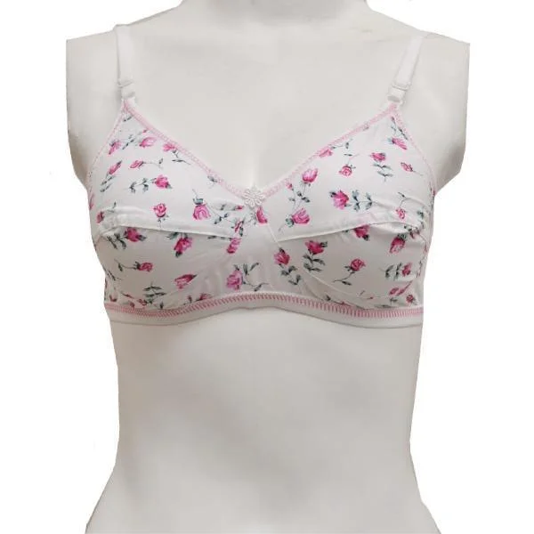 Nonpadded Cotton Woven Summer Bra Floral Lace Bra