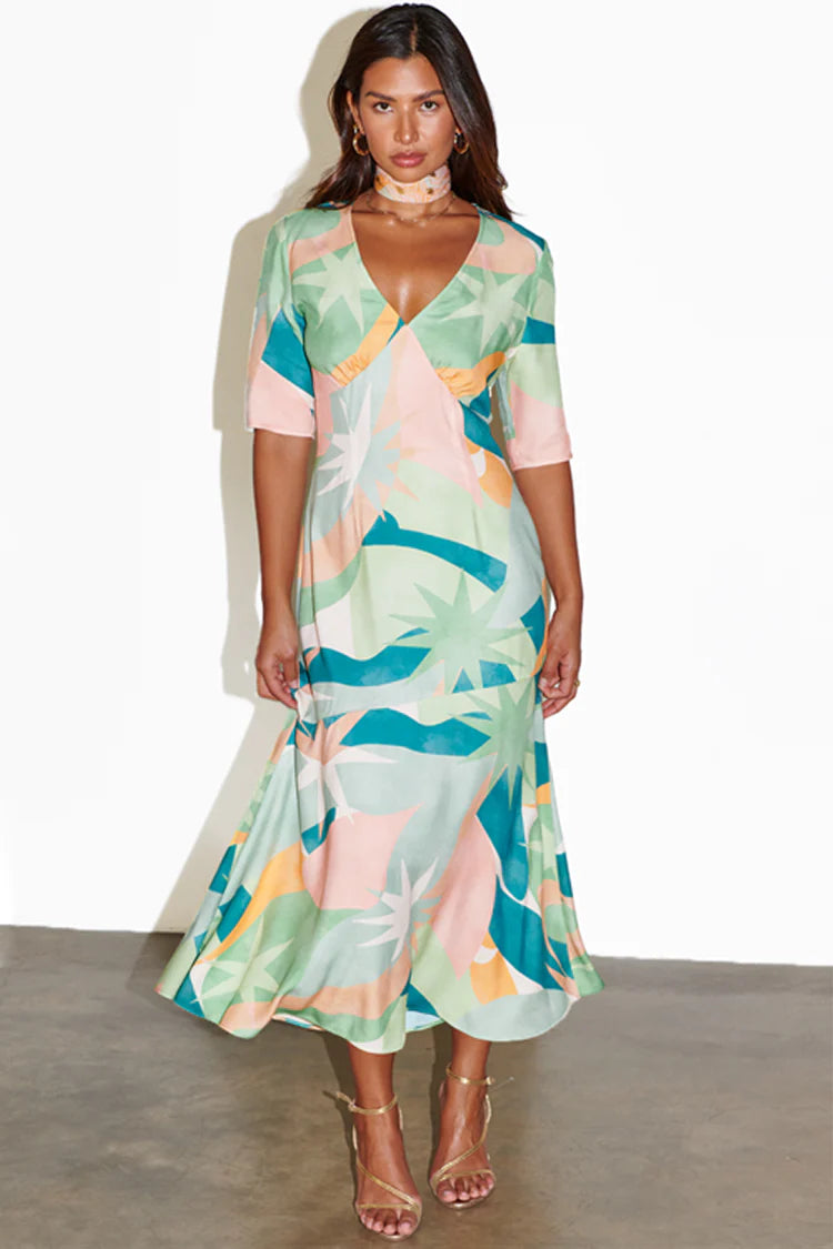 Sage Lyra Poppy Midi Dress Trendy Floral Wrap Midi Dress