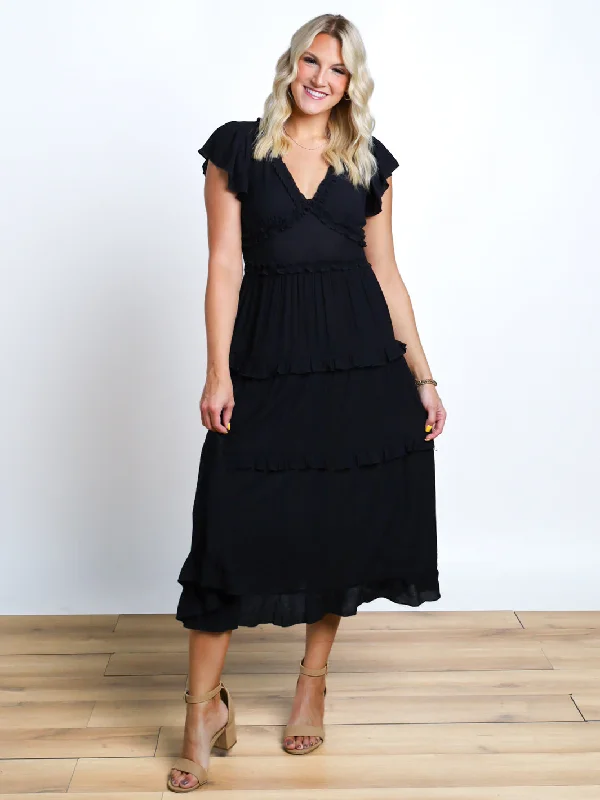 Sharing My Day Dream Ruffle Hem Midi Dress Trendy Fit-and-Flare Midi Dress