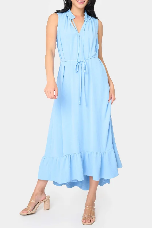 Sienna Sleeveless Tie Neck Midi Dress Fashionable Pleated Midi Dress