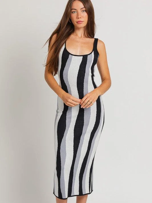 Swirl Me Around Swirl Striped Midi Dress Fashionable Wide Leg Midi Dress