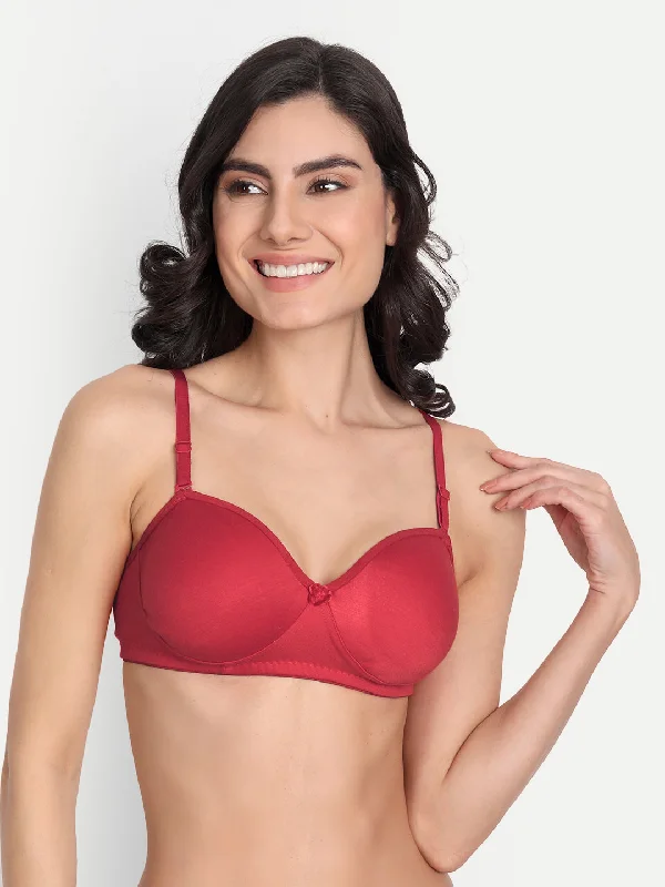 T.T. Women Desire Red Bra with Extra Strips Wireless Lace Bra