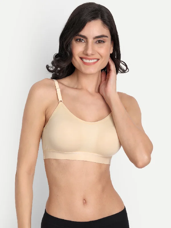 T.T. Women Moulded Solid Skin Coloured Sports Bra Versatile Bralette Set