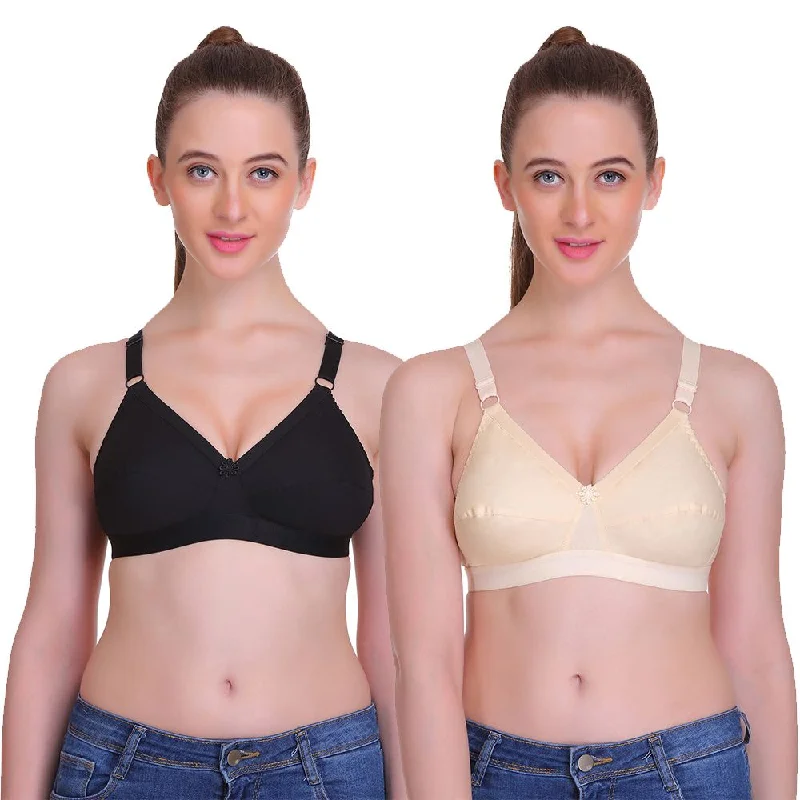 T.T. Women Desire Bra Black Beige Push-Up Bra Set