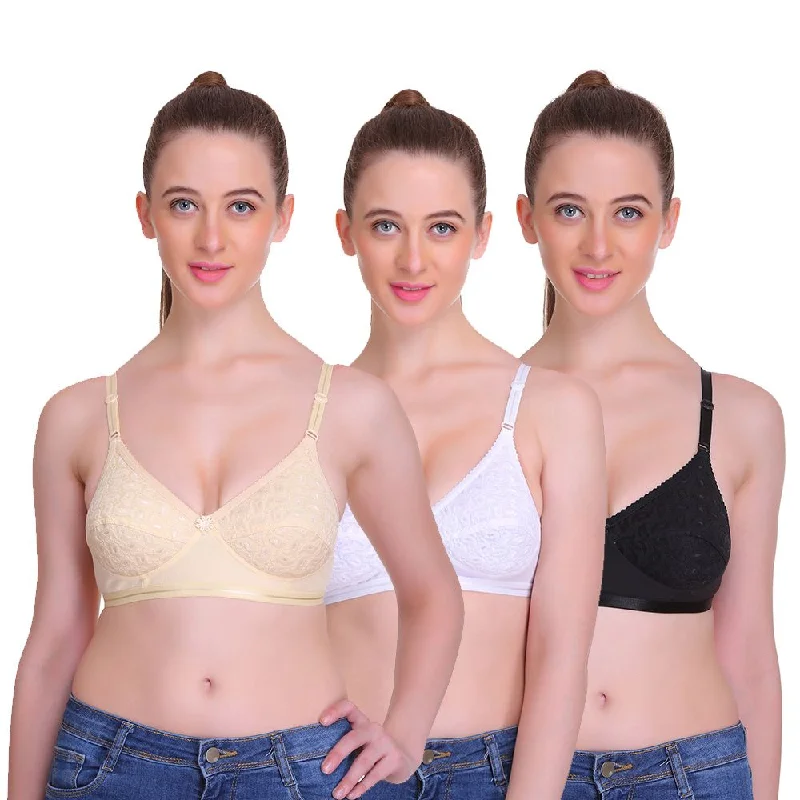 T.T. Women Desire Bra Black Beige White Lightweight Cotton Bra