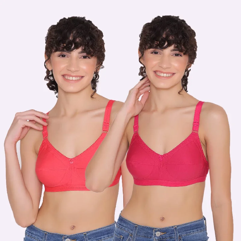 Women's full coverage cotton bra (Pack of 2) -BELLA Stylish Lace Bralette