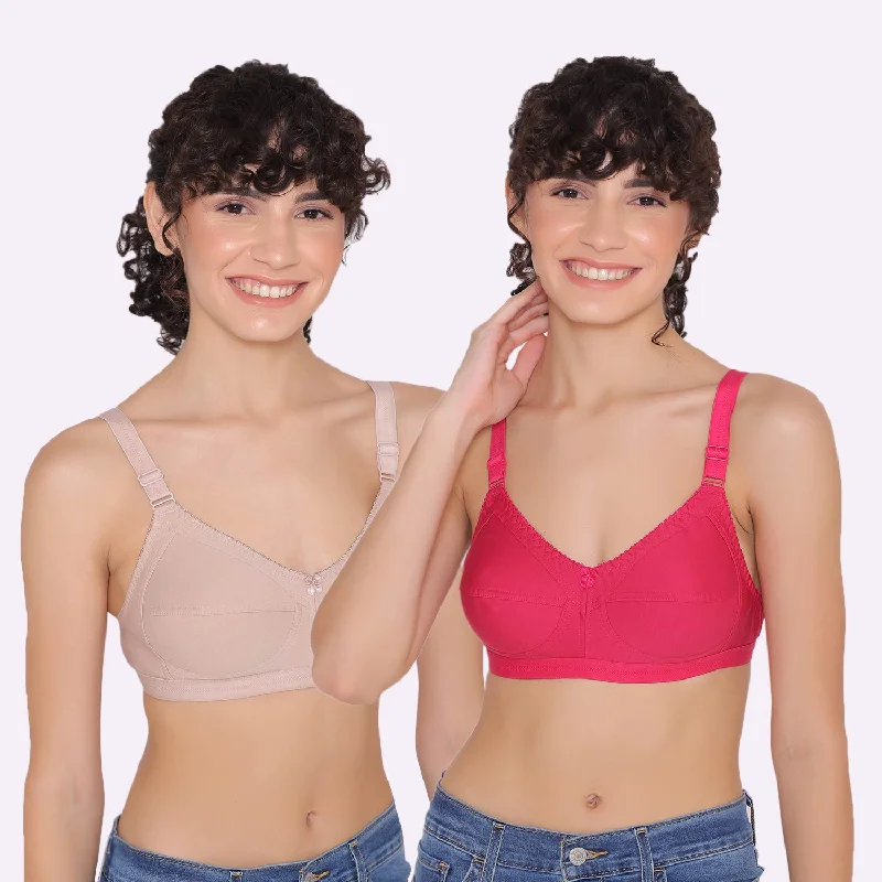 Women's full coverage cotton bra (Pack of 2) -BELLA Comfortable Lace Bra