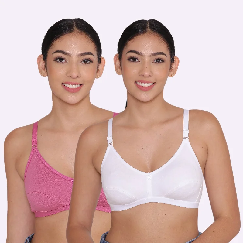 Women's Non Padded Non-Wired Regular Bra-Paris Combo of 2 Chic Satin Bra