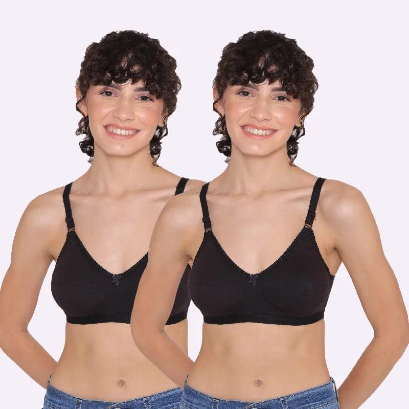 Women's Non Padded Non-Wired Regular Bra-RIO Combo of 2 Elegant Satin Bralette