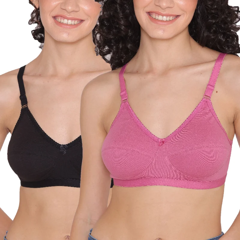 Women's Non Padded Non-Wired Regular Bra-RIO Combo of 2 Adjustable Comfort Bra