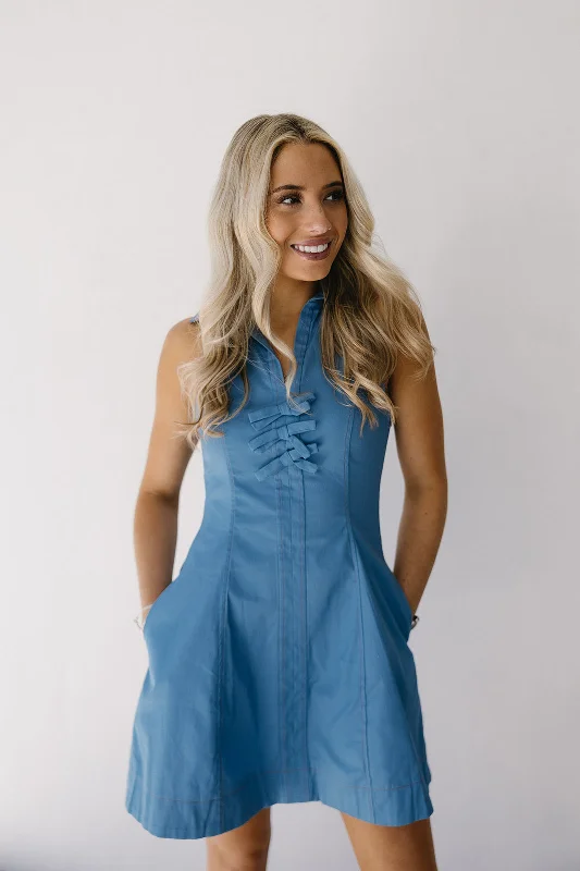 Etsie Mini Dress - Denim Cozy A-Line Mini Dress