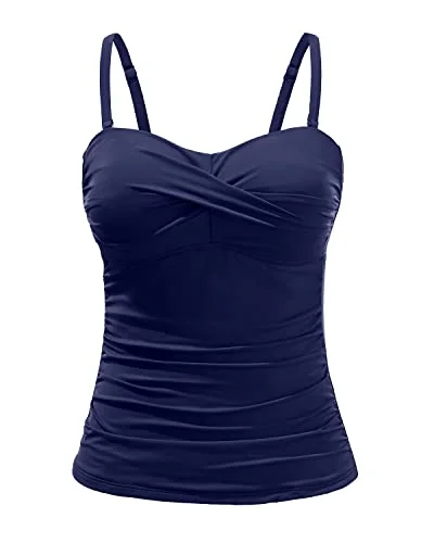 Flattering Twist Front Tankini Top Women's Bandeau Bathing Suit with Tummy Control Halter Top Bikini Flattering Twist Front Tankini Top Women's Bandeau Bathing Suit with Tummy Control Halter Top Bikini