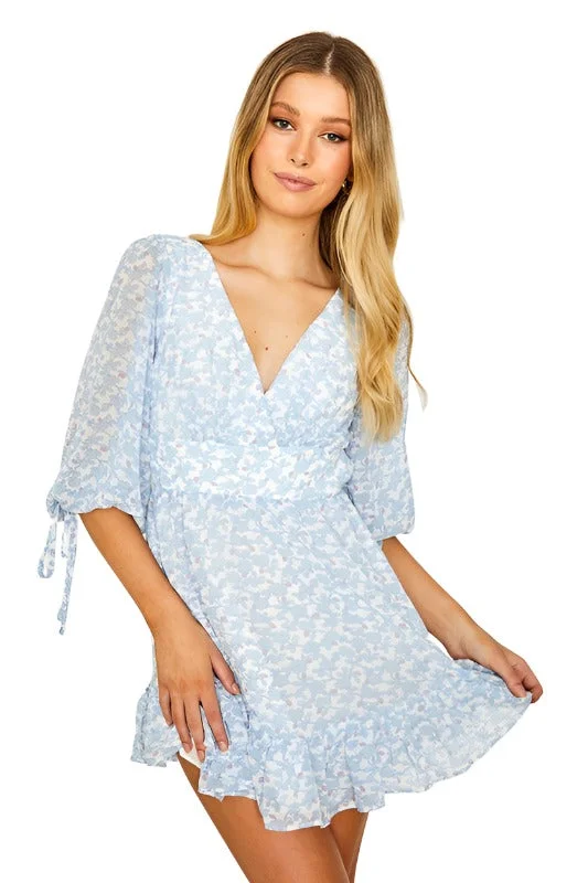 Floral Print Babydoll Mini Dress Stylish Ruffle Mini Dress