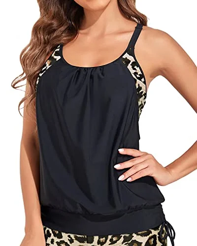 Loose And Long Tankini Tops For Women Tankini Bathing Suit Tops For Women-Black Leopard Classic Monokini Design Loose And Long Tankini Tops For Women Tankini Bathing Suit Tops For Women-Black Leopard Classic Monokini Design