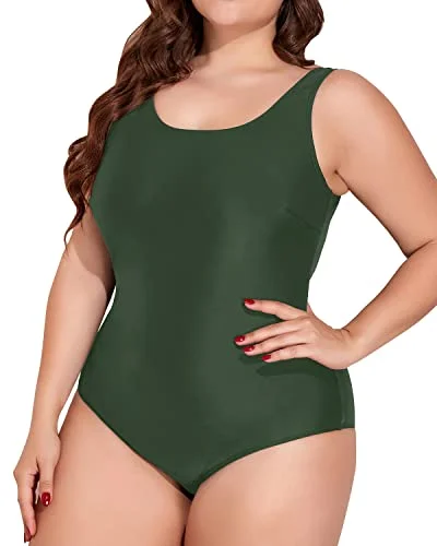 Slimming Plus Size Ruched Tummy Control One Piece Swimsuit-Army Green Adjustable Bikini Bottoms Slimming Plus Size Ruched Tummy Control One Piece Swimsuit-Army Green Adjustable Bikini Bottoms