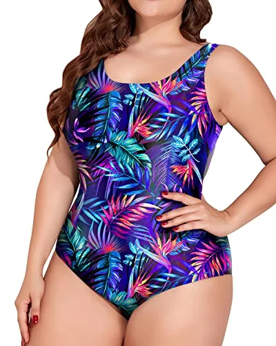 Slimming Plus Size Padded Push Up Bra One Piece Swimsuit-Blue Leaves Flirty Ruffle Swimsuit Slimming Plus Size Padded Push Up Bra One Piece Swimsuit-Blue Leaves Flirty Ruffle Swimsuit