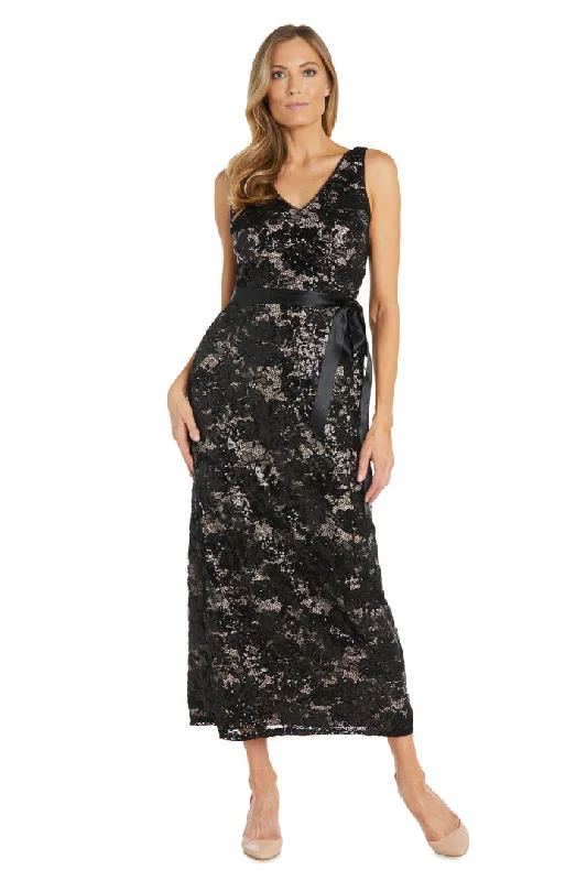 R&M Richards 1001 Long Formal Evening Midi Dress Trendy Fit-and-Flare Midi Dress