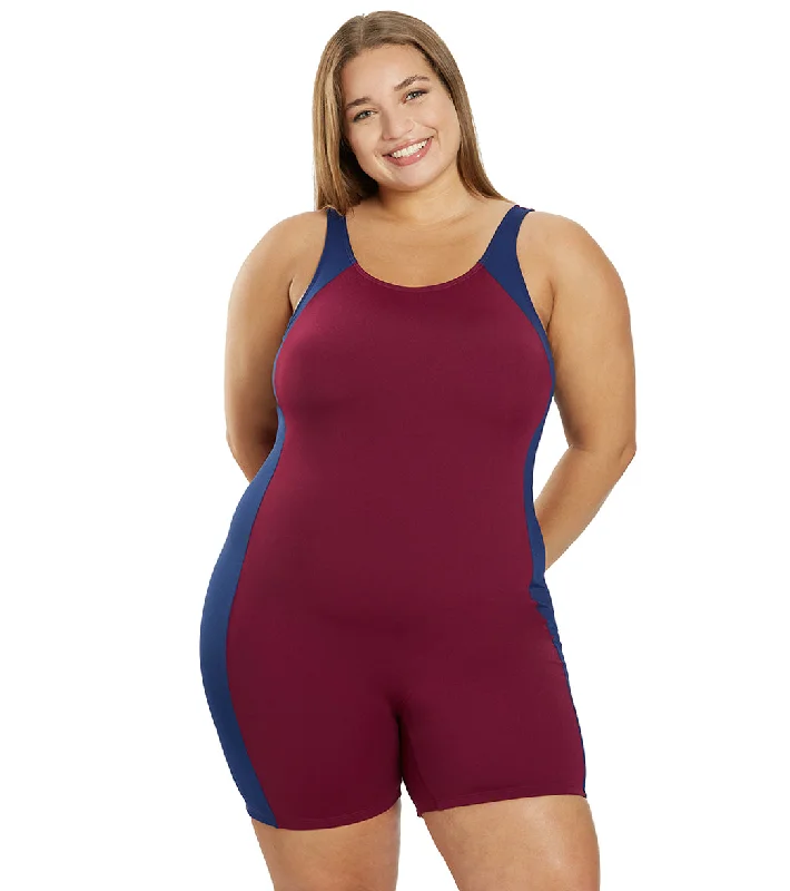 Sporti Plus Size HydroLast Chlorine Resistant Splice Scoop Back Unitard One Piece Swimsuit Cabernet/Navy Chic Beach Cover-Up Sporti Plus Size HydroLast Chlorine Resistant Splice Scoop Back Unitard One Piece Swimsuit Cabernet/Navy Chic Beach Cover-Up